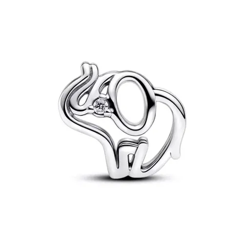 Hạt Vòng Charm Nữ Pandora Elephant Sterling Silver With Clear Cubic Zirconia 793345C01 Màu Bạc