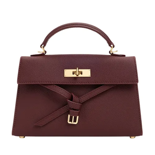 Túi Xách Tay Nữ Charles & Keith CNK Tricha Knotted Belt Top Handle Bag CK2-50701691 Wineberry Red Màu Đỏ Mận
