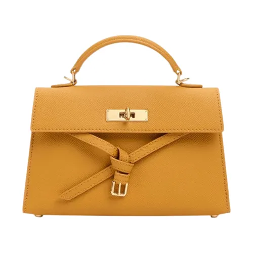 Túi Xách Tay Nữ Charles & Keith CNK Tricha Knotted Belt Top Handle Bag CK2-50701691 Saffron Yellow  Màu Vàng