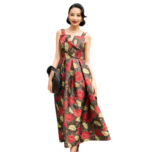 Váy Nữ F2 Fashion & Freedom Gấm Hoa Đỏ Starry Nights D782-HD-S-1223 Màu Đỏ Size S