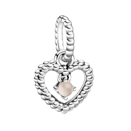 Hạt Vòng Charm Pandora Misty Rose Beaded Heart Dangle Charm Sterling Silver 798854C06 Màu Hồng Bạc
