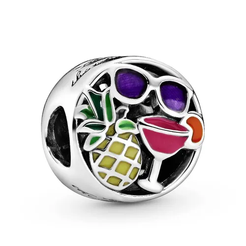 Hạt Vòng Charm Nữ Pandora Holiday In Sterling Silver With Purple Orange Yellow Pink And Green Enamel 792118ENMX Phối Màu