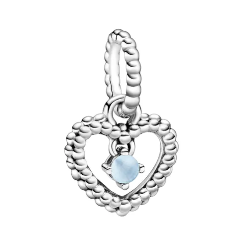 Hạt Vòng Charm Pandora Sky Blue Beaded Heart Dangle Charm Sterling Silver 798854C07 Màu Bạc
