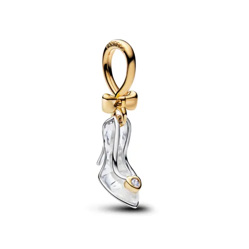 Hạt Vòng Charm Pandora x Disney Princess Cinderella Shoe Dangle Charm 764327C01 Màu Trắng