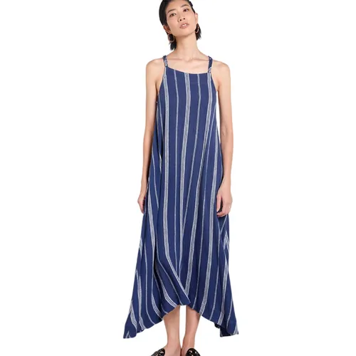 Váy Maxi Nữ F2 Fashion & Freedom Tender Drit Striped Dark Blue Linen Dress DT-D685-XDS-S-1024 Màu Xanh Đen Size S