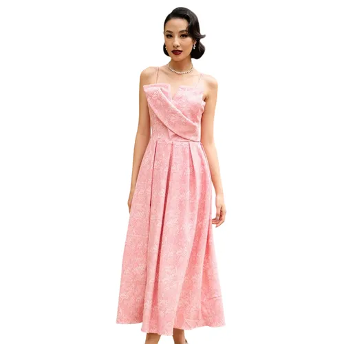 Váy Gấm Hai Dây Nữ F2 Fashion & Freedom Starry Nights D782-H-S-1223 Màu Hồng Size S