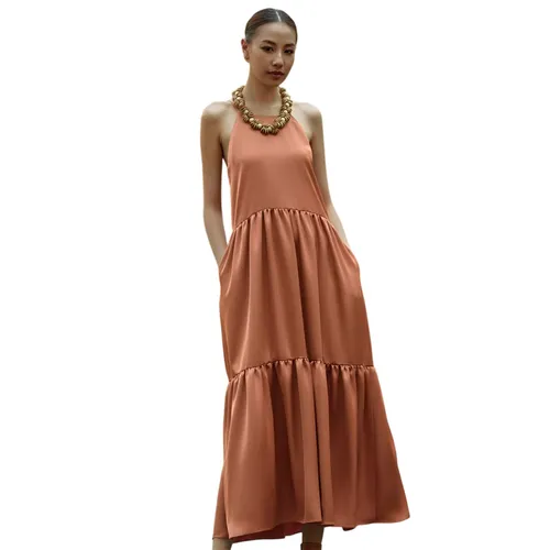 Váy Lụa Nữ F2 Fashion & Freedom Into The Wood D789-Cam Đất-S-0324 Màu Cam Đất Size S