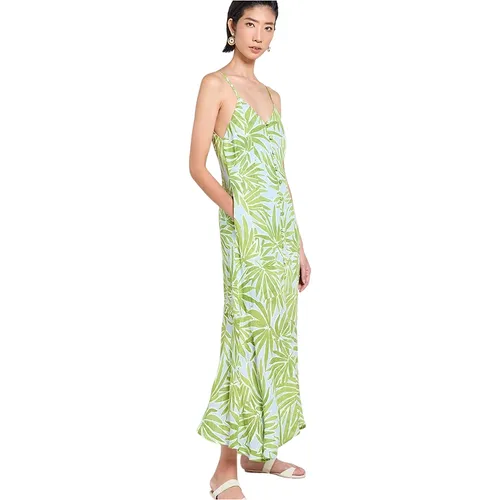 Váy Suông Nữ F2 Fashion & Freedom Tender Drit Patterned Light Green Linen Dress D439-XCHT-S-1024 Màu Xanh Green Size S
