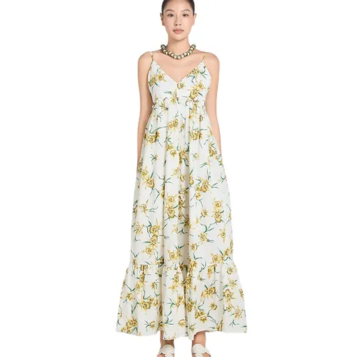 Váy Hai Dây Nữ F2 Fashion & Freedom Linen A Touch Of Effortless Elegance D837-THX-S-0325 Màu Trắng Họa Tiết Size S