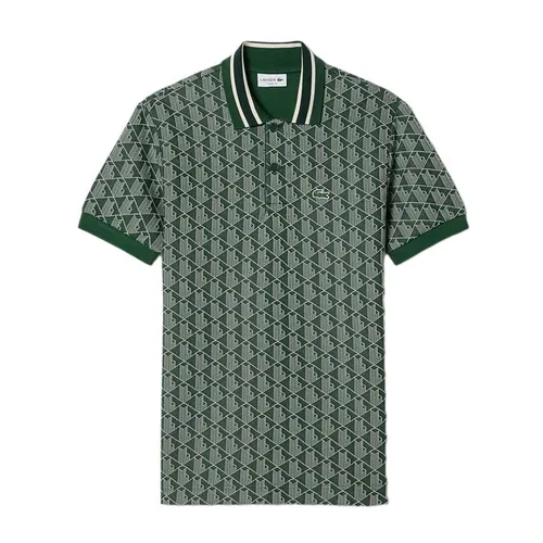 Áo Polo Nam Lacoste Classic Fit Contrast Collar Monogram Green DH1417 D1R Màu Xanh Lá Size S