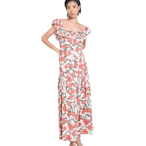 Váy Linen Nữ F2 Fashion & Freedom Tender Drit D795-CH-S-0424 Màu Cam Hoa Size S