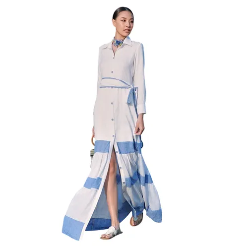 Váy Linen Nữ F2 Fashion & Freedom Into The Wood D800-TXT-S-0524 Màu Trắng Xanh Size S