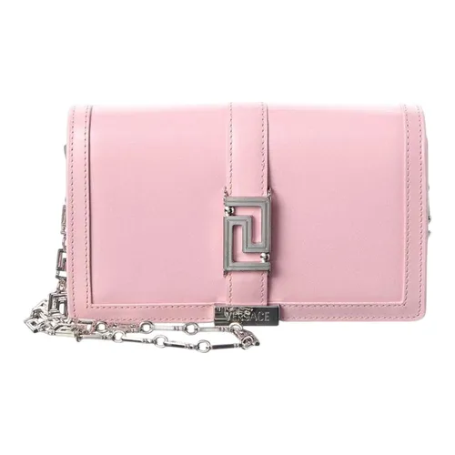 Túi Đeo Chéo Nữ Versace Logo Leather Chain Bag Pink Màu Hồng