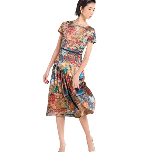 Váy Nữ F2 Fashion & Freedom Silk Tender Drit D341-NAU VANG-S-0425 Màu Nâu Vàng Size S