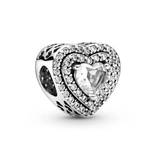 Hạt Vòng Charm Pandora Sparkling Levelled Hearts 799218C01 Màu Bạc
