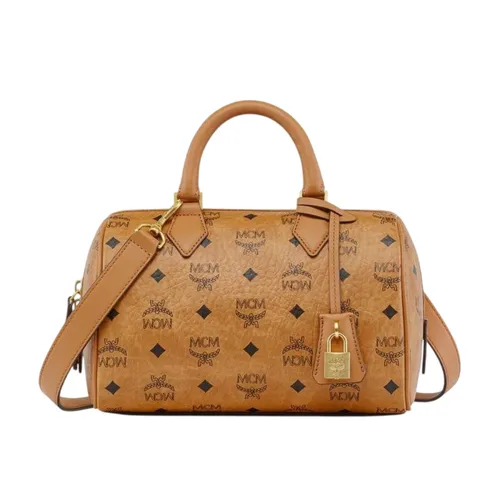 Túi Đeo Chéo Nữ MCM Ella Boston Bag In Visetos Small MWBESEA02CO Màu Cognac