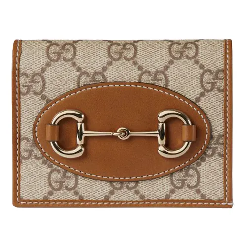 Ví Nữ Gucci GG Beige & Brown 1955 Horsebit Card Holder Wallet Màu Be Nâu