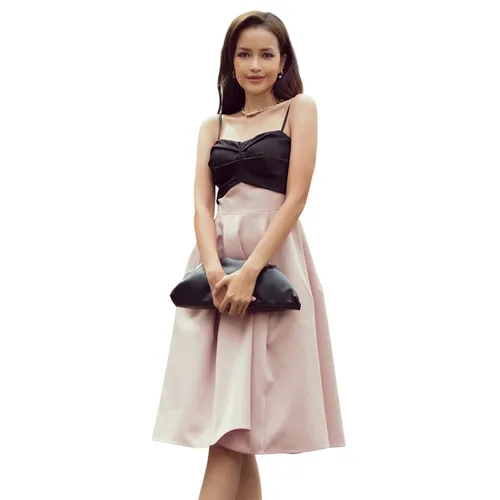 Váy Hai Dây Nữ F2 Fashion & Freedom City Girls D572-HD-S-1221 Màu Hồng/Đen Size S