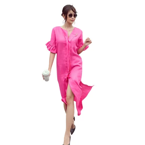 Váy Suông Nữ F2 Fashion & Freedom Linen City Girls D565-HS-S-1221 Màu Hồng Size S