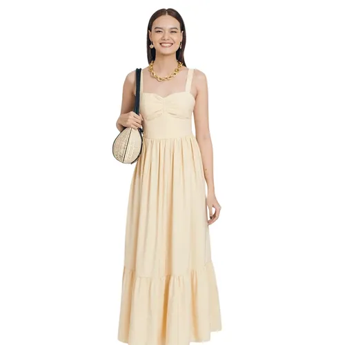 Váy Hai Dây Linen Nữ F2 Fashion & Freedom D535-VN-S-0721 Màu Vàng Nhạt Size S