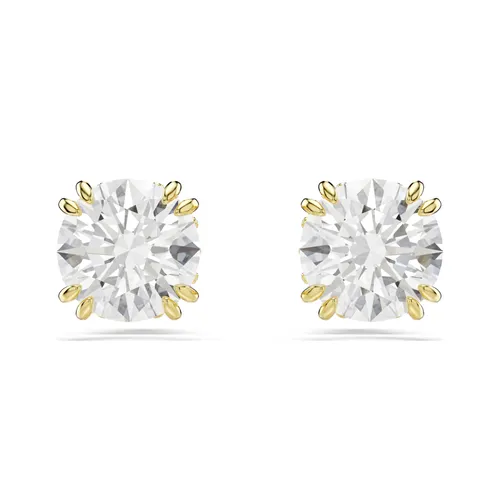Khuyên Tai Nữ Swarovski Stilla Stud Earrings Round Cut, White, 18k Gold Finish 5642595 Màu Vàng