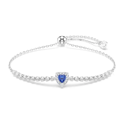Vòng Đeo Tay Nữ Swarovski One Bracelet Mixed Cuts, Heart, Blue, Rhodium Plated 5743019 Màu Bạc