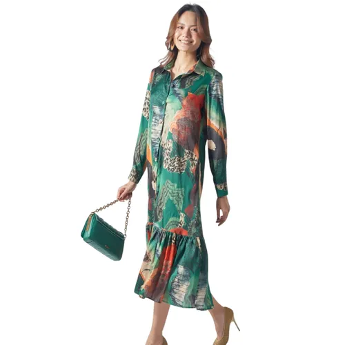 Váy Nữ F2 Fashion & Freedom Silk D558-XL-S-1021 Màu Xanh Họa Tiết Size S