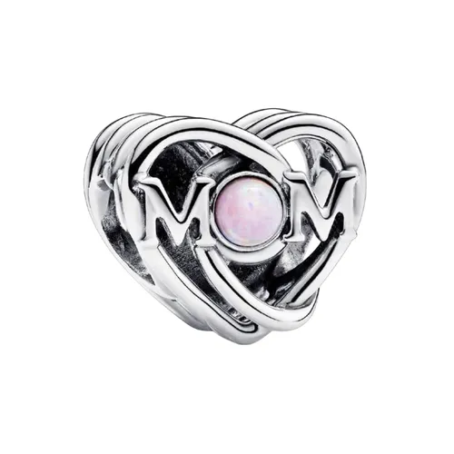 Hạt Vòng Charm Pandora Openwork Mum & Heart Charm Sterling Silver 793233C01 Màu Bạc
