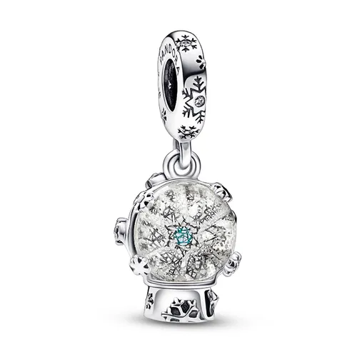 Hạt Vòng Charm Pandora Snowflake Snowglobe Dangle 792369C01 Màu Bạc