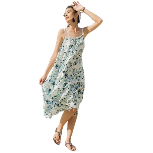 Váy Nữ F2 Fashion & Freedom Linen Modern Meets Heritage D432-TX-S-0620 Màu Trắng Xanh Size S