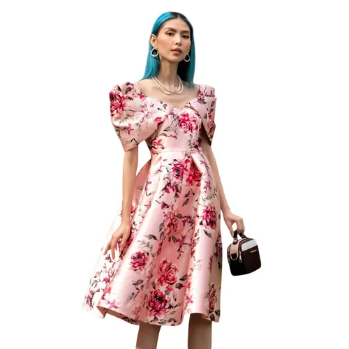 Váy Gấm Nữ F2 Fashion & Freedom Queen Of The Night D577-HH-S-0122 Màu Hồng Hoa Size S