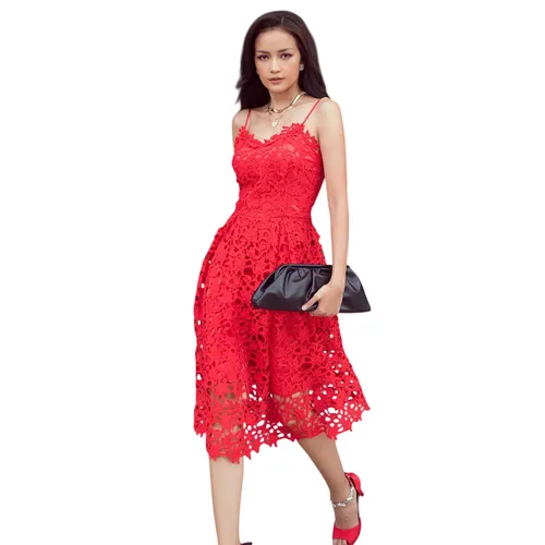 Váy Ren Xòe Nữ F2 Fashion & Freedom City Girls D564-D-S-1221 Màu Đỏ Size S