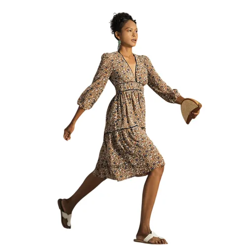 Váy Maxi Nữ F2 Fashion & Freedom Summer Get Away Chiffon Dress D621-NH-S-0622 Màu Nâu Họa Tiết Size S