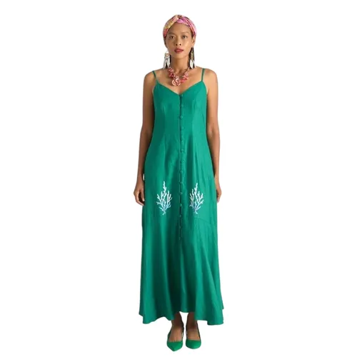 Váy Hai Dây Linen Nữ F2 Fashion & Freedom Bright And Shine D439-X-S-0622 Màu Xanh Size S