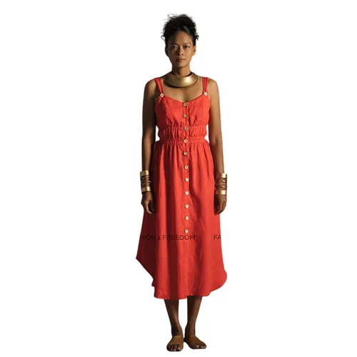 Váy Maxi Nữ F2 Fashion & Freedom Linen Summer Get Away D637-D-S-0722 Màu Đỏ Size S