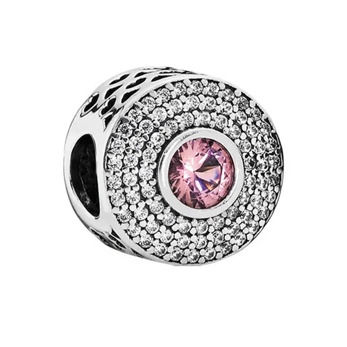Hạt Vòng Charm Nữ Pandora Radiant Splendor With Blush Pink Crystal 791763NBP Màu Bạc Hồng