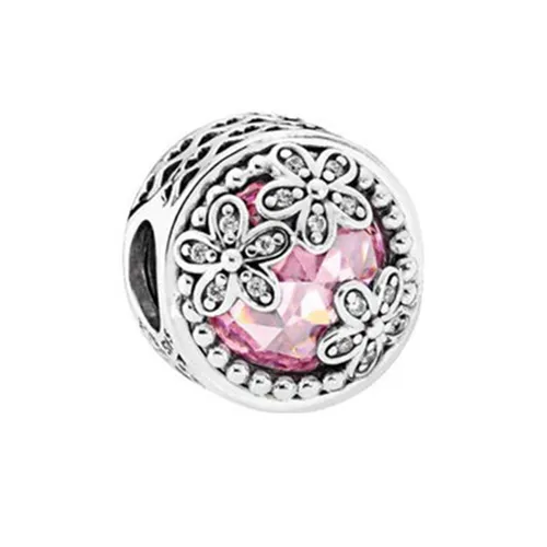 Hạt Vòng Charm Nữ Pandora Bright Daisies 792055PCZ Màu Bạc Hồng