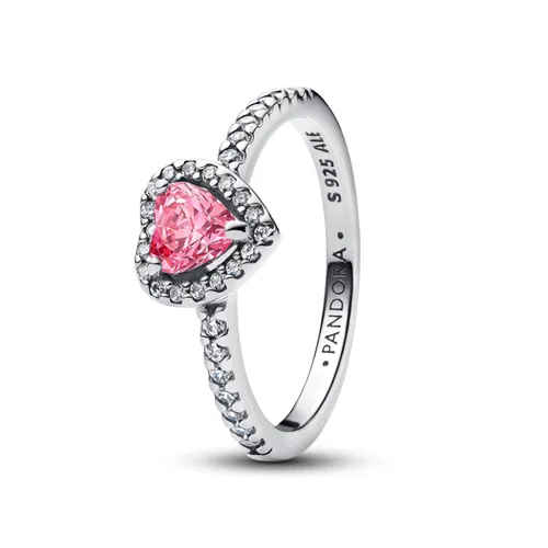Nhẫn Nữ Pandora Elevated Pink Heart Ring 198421C03 Màu Hồng Bạc Size 52
