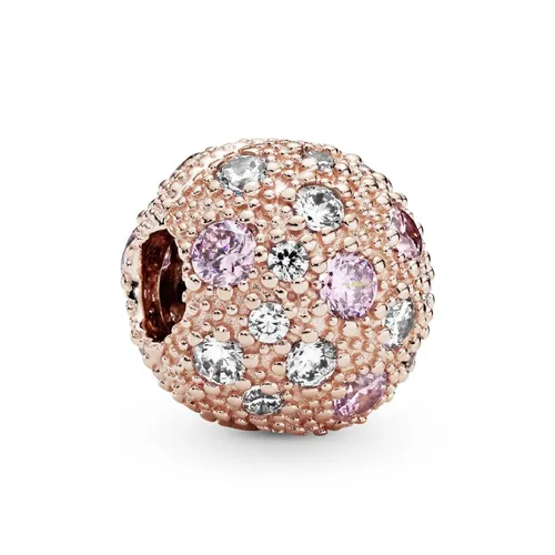 Hạt Vòng Charm Pandora Beaded Texture Clip Charm 781286PCZ Màu Vàng Hồng