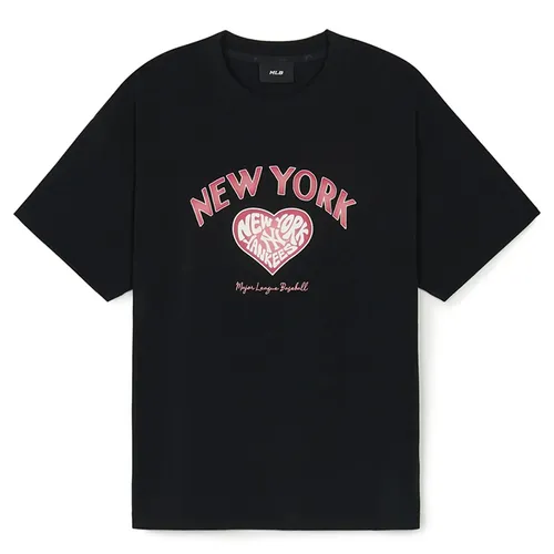 Áo Phông Nữ MLB Heart Over Fit T-Shirts 3FTSH0144-50BKS Màu Đen Size S
