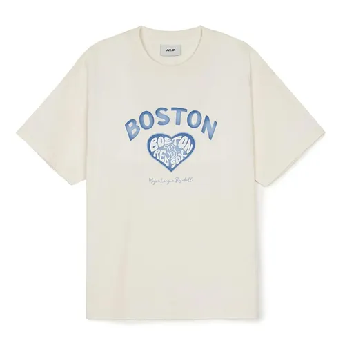 Áo Phông Nữ MLB Heart Over Fit T-Shirts Boston Red Sox 3FTSH0144-43CRS Màu Trắng Kem Size XS