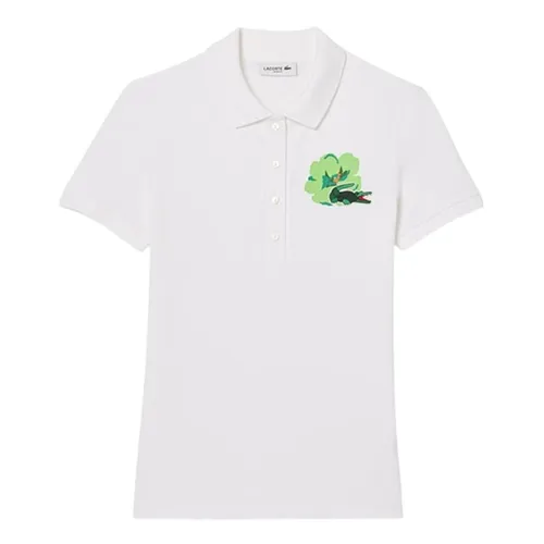 Áo Polo Nữ Lacoste Women's Shirt L.12.D Slim Fit Stretch Cotton Material PF6932-001 Màu Trắng Size 36
