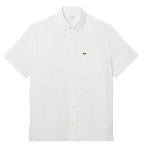 Áo Sơ Mi Nam Lacoste Men’s Short Sleeve Linen Shirt Regular 0100-LACCH5699001000039 Màu Trắng Size 39
