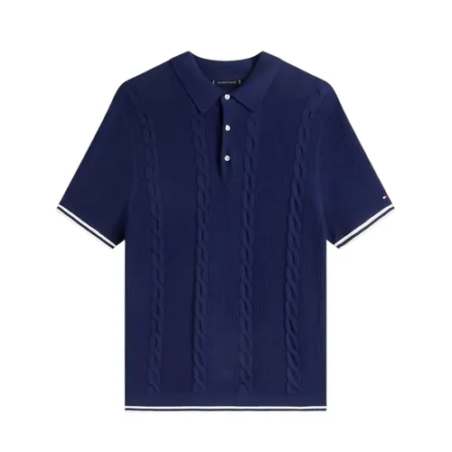 Áo Polo Nam Tommy Hilfiger Short-Sleeve Cable Knit Sweater Polo Màu Xanh Navy Size S