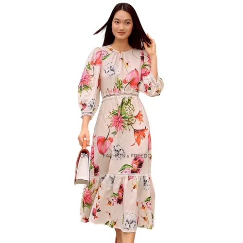 Váy Nữ F2 Fashion & Freedom Linen Summer Muse D620-TH-S-0622 Màu Trắng Hoa Size S