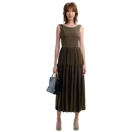 Váy Xòe Nữ F2 Fashion & Freedom Summer Fragrance Moss Green Silk Dress D568-R-S-0322 Màu Xanh Rêu Size S