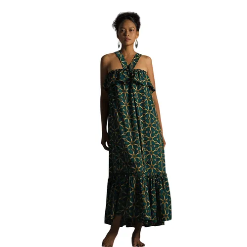 Váy Maxi Cổ Yếm Nữ F2 Fashion & Freedom Summer Get Away D639-XH-S-0722 Màu Xanh Họa Tiết Size S