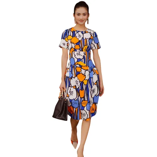 Váy Nữ F2 Fashion & Freedom Silk Viscose Fall Muse D642-XC-S-0822 Màu Xanh Cam Size S