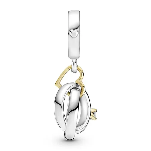 Hạt Vòng Charm Pandora Two Tone Wedding Rings Dangle Charm 799319C01 Màu Bạc Vàng