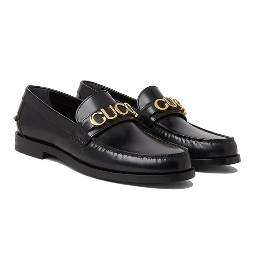 Giày Lười Nam Gucci Loafer Gold 699644 17X00 Màu Đen Size 40